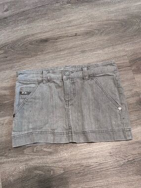 Y2K Split Vintage Gray Micro Mini Denim Jean Skirt Low Rise Size 3 Vntg